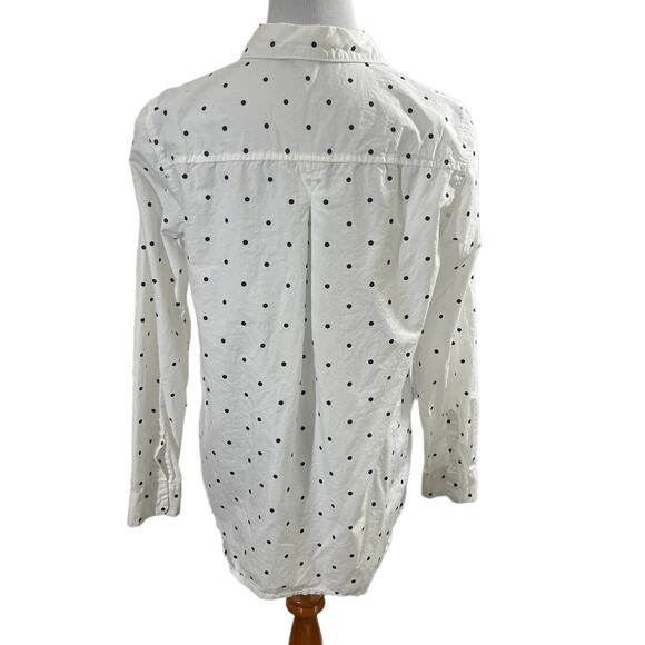 Old Navy Women's Classic Shirt Black polka dot button up top blouse SIZE Large - Picture 4 of 6
